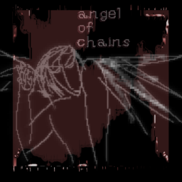 angel in white outline squeezing a heart